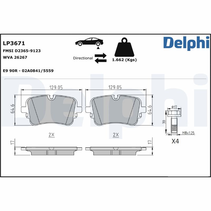 Brake Pad Set, disc brake - LP3671 DELPHI