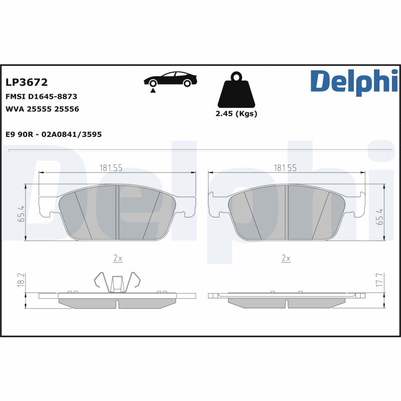 Brake Pad Set, disc brake - LP3672 DELPHI