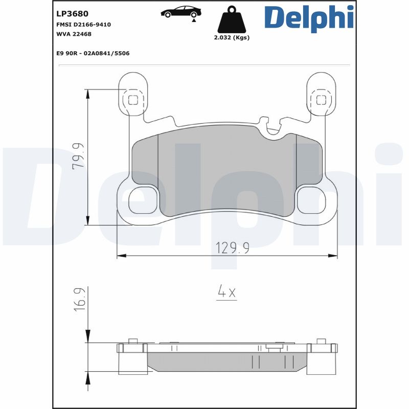Brake Pad Set, disc brake - LP3680 DELPHI