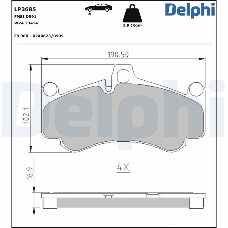 Brake Pad Set, disc brake - LP3685 DELPHI
