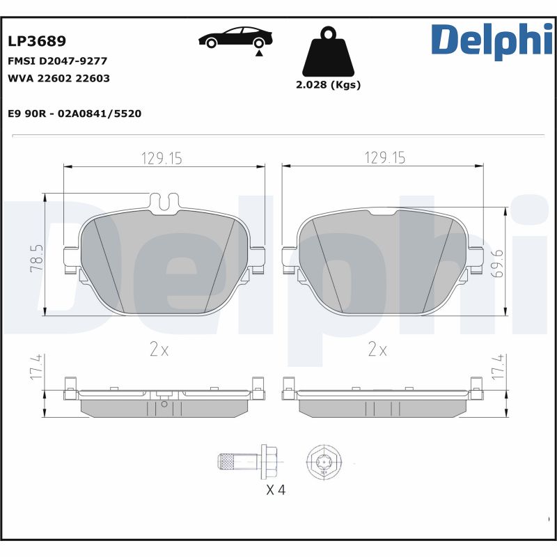 Brake Pad Set, disc brake - LP3689 DELPHI