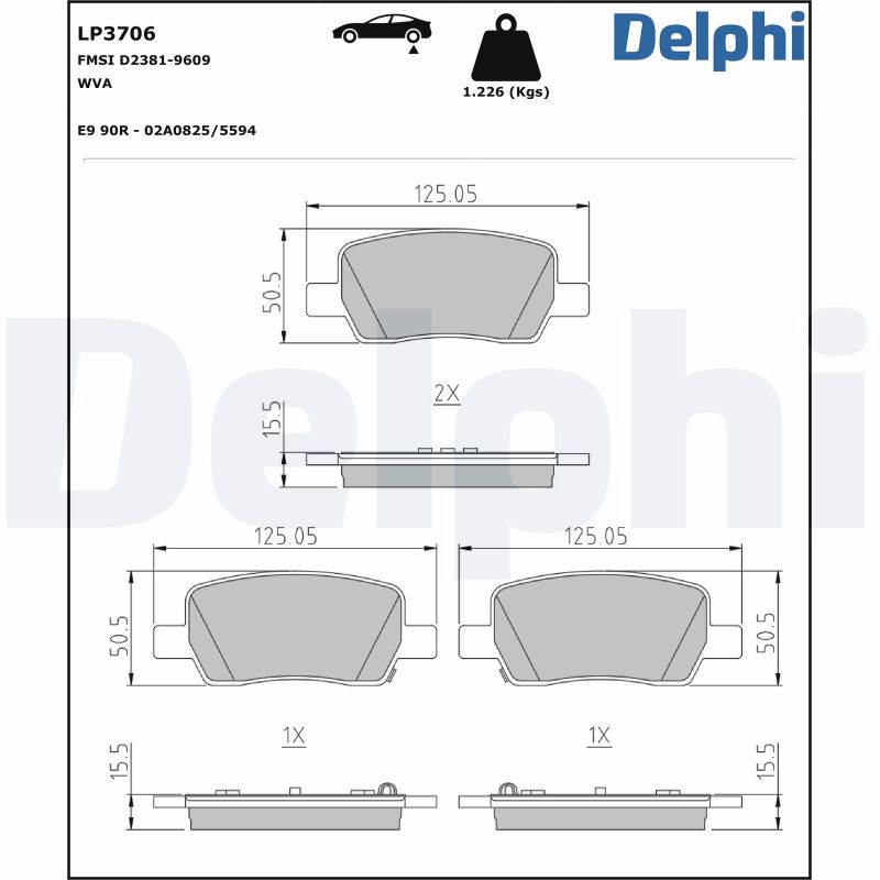 Brake Pad Set, disc brake - LP3706 DELPHI