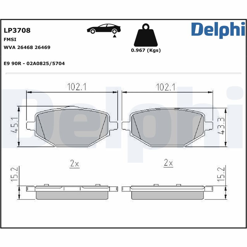 Brake Pad Set, disc brake - LP3708 DELPHI
