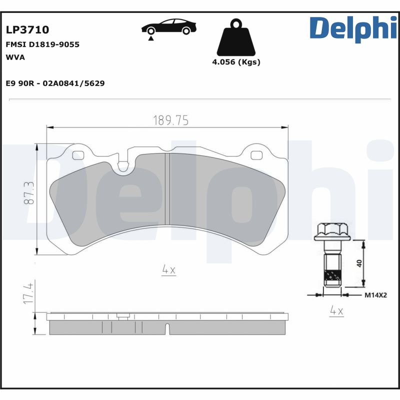 Kit pastiglie freno, Freno a disco - LP3710 DELPHI