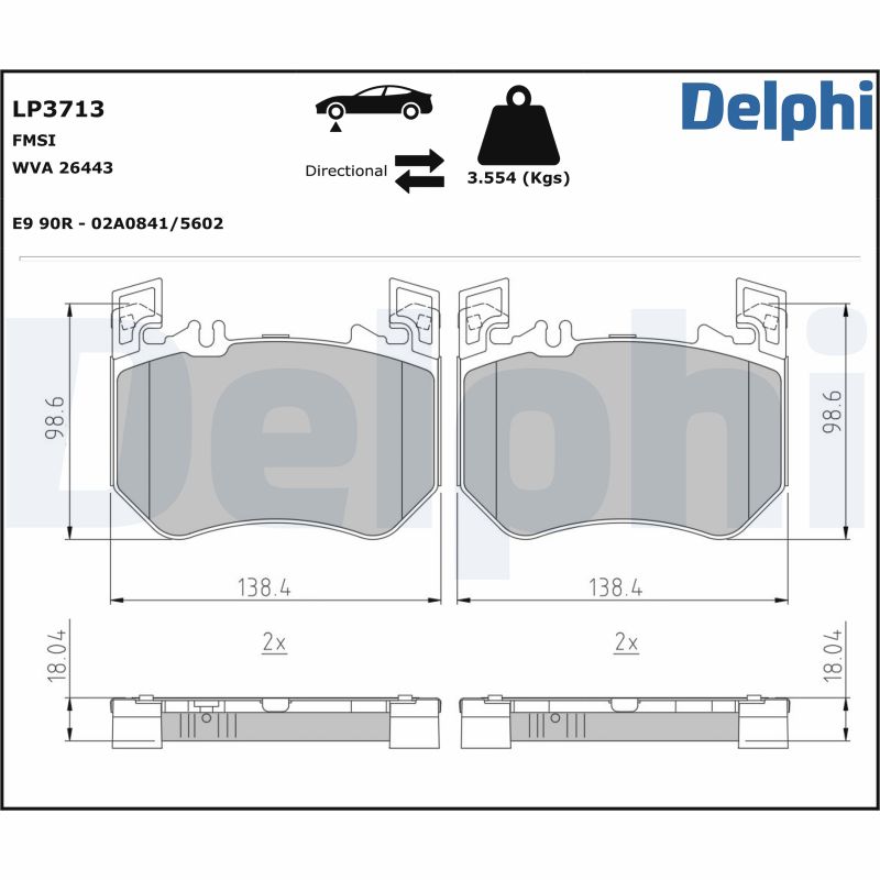 Brake Pad Set, disc brake - LP3713 DELPHI