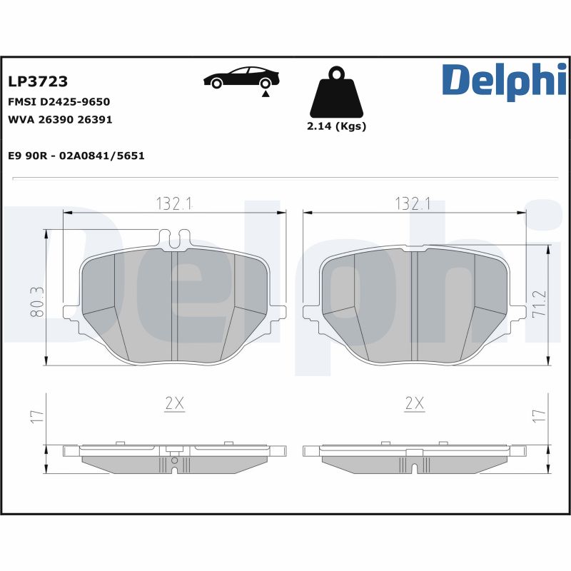 Комплект тормозных колодок, дисковый тормоз - LP3723 DELPHI