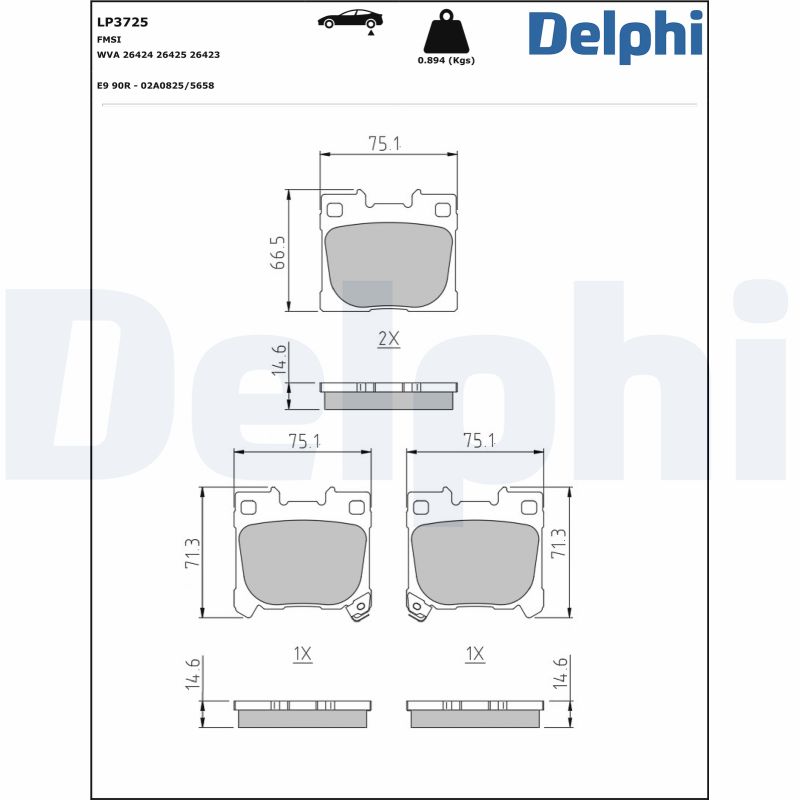 Brake Pad Set, disc brake - LP3725 DELPHI