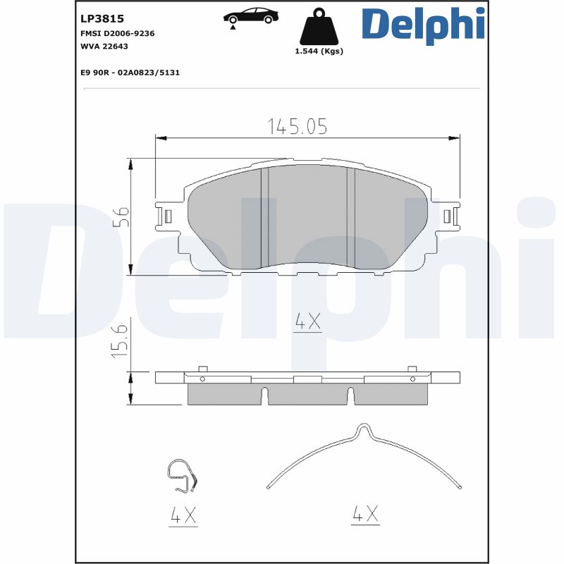 Brake Pad Set, disc brake - LP3815 DELPHI