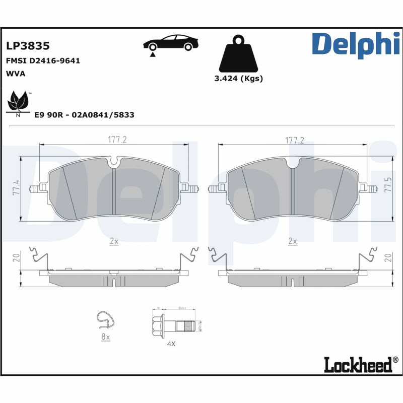 Brake Pad Set, disc brake - LP3835 DELPHI