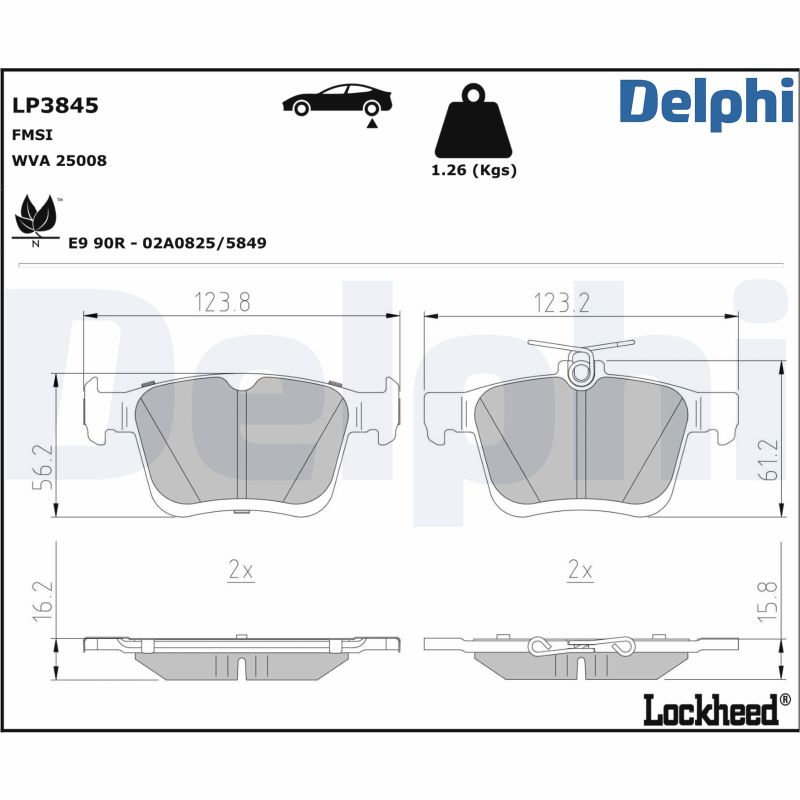 Brake Pad Set, disc brake - LP3845 DELPHI