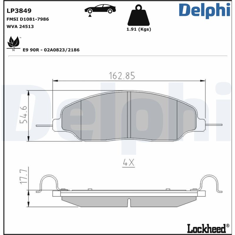 Brake Pad Set, disc brake - LP3849 DELPHI