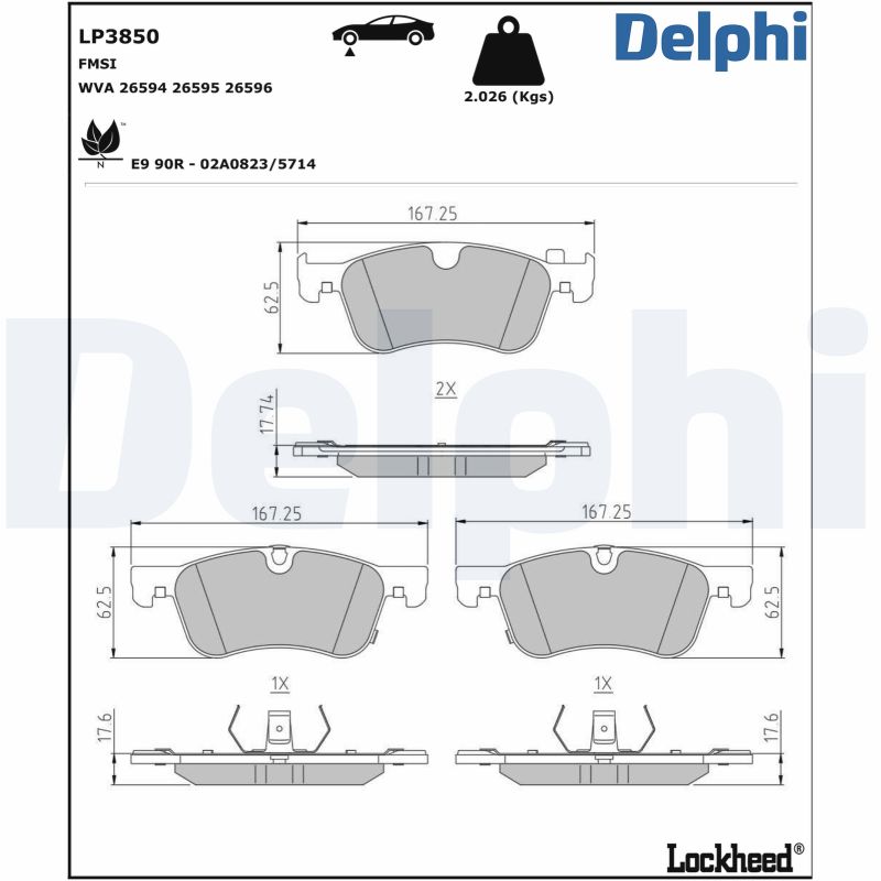 Brake Pad Set, disc brake - LP3850 DELPHI