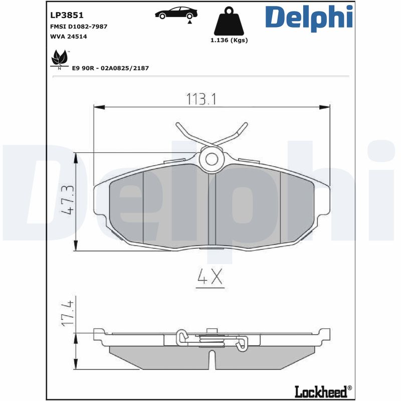 Brake Pad Set, disc brake - LP3851 DELPHI
