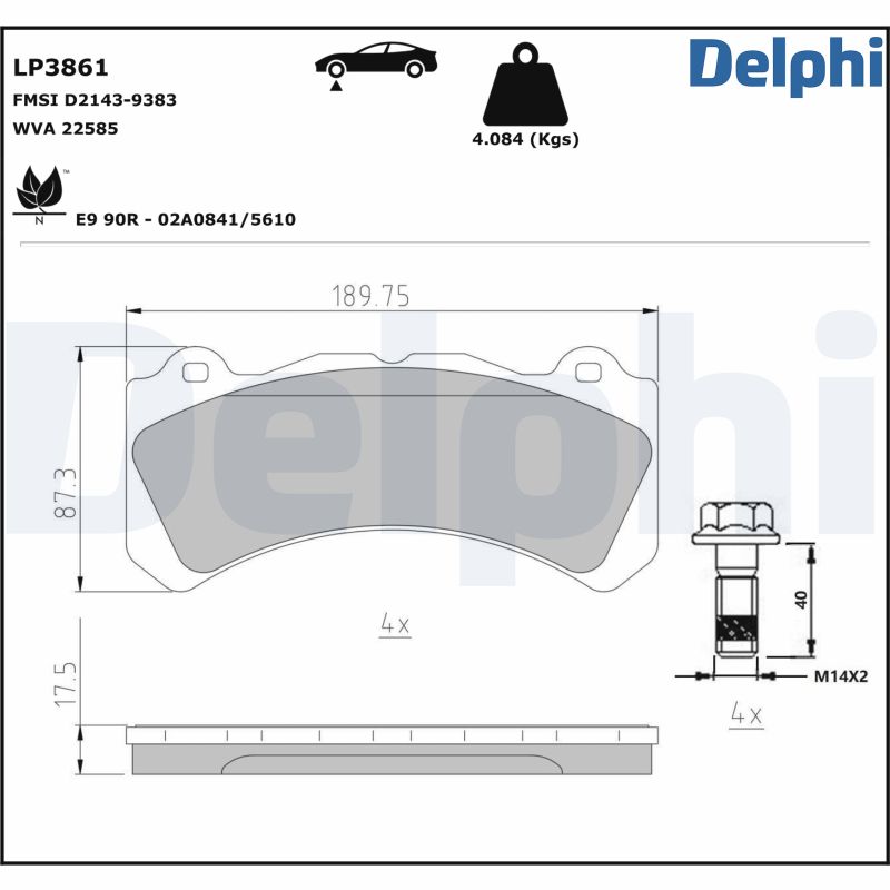Brake Pad Set, disc brake - LP3861 DELPHI