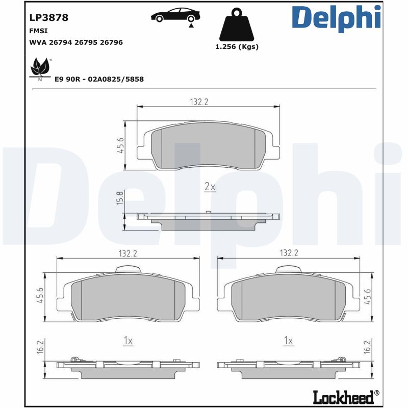 Brake Pad Set, disc brake - LP3878 DELPHI