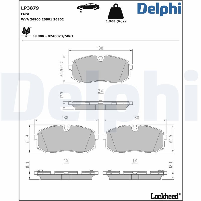 Brake Pad Set, disc brake - LP3879 DELPHI