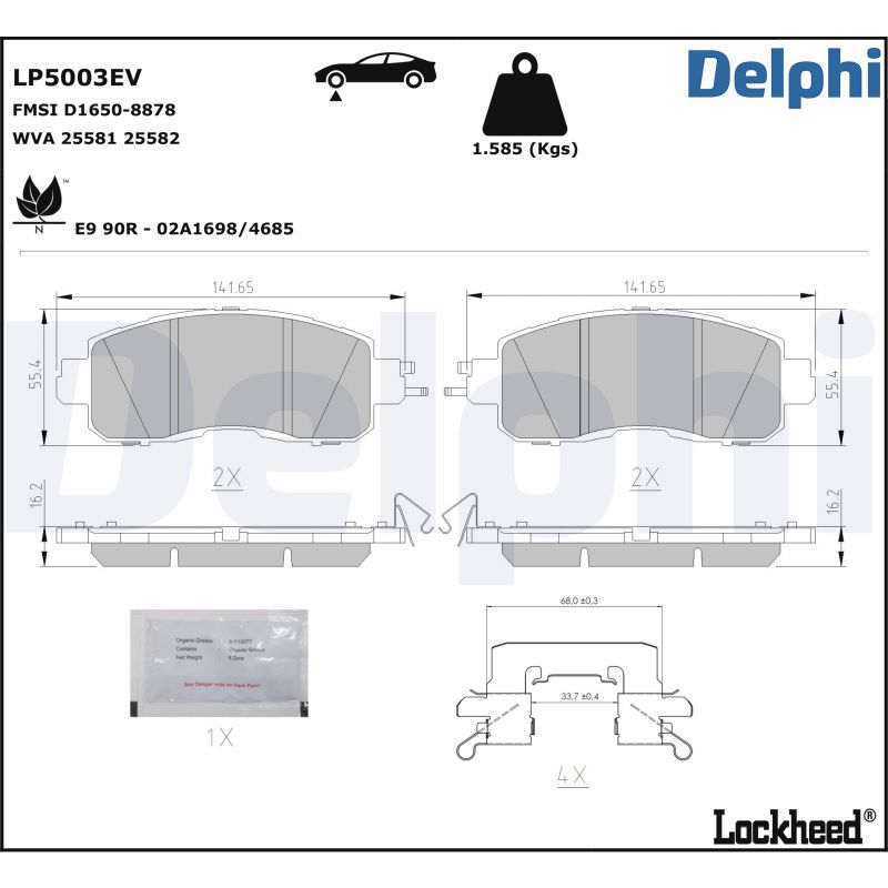 Brake Pad Set, disc brake - LP5003EV DELPHI