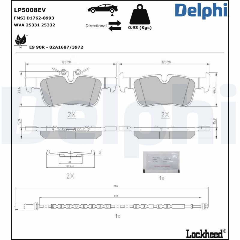 Brake Pad Set, disc brake - LP5008EV DELPHI