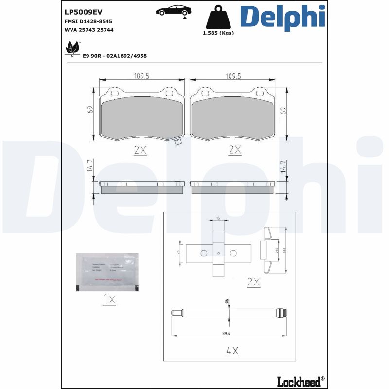 Brake Pad Set, disc brake - LP5009EV DELPHI