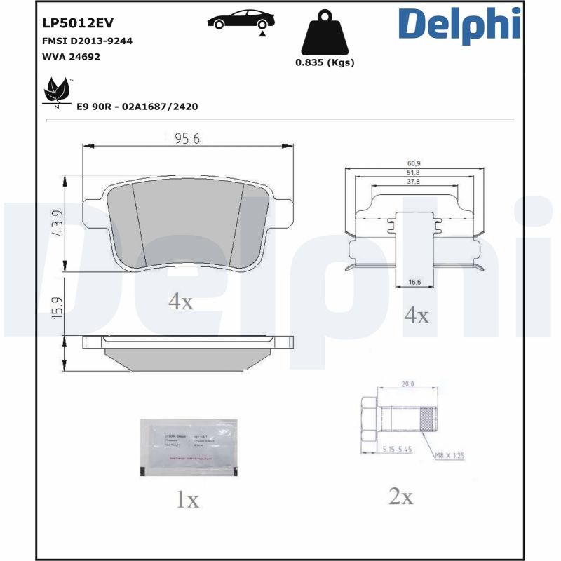 Brake Pad Set, disc brake - LP5012EV DELPHI