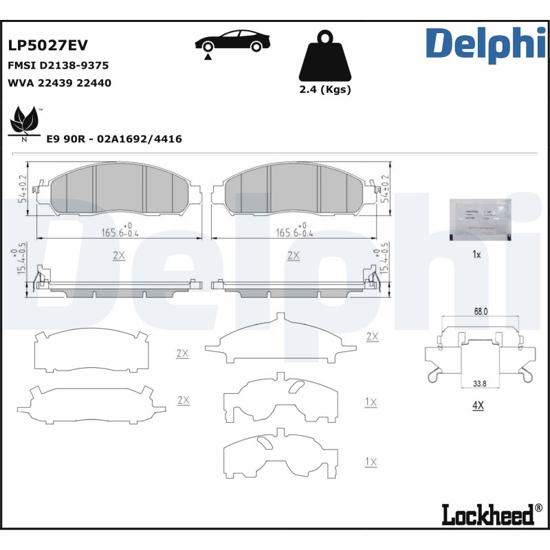 Brake Pad Set, disc brake - LP5027EV DELPHI