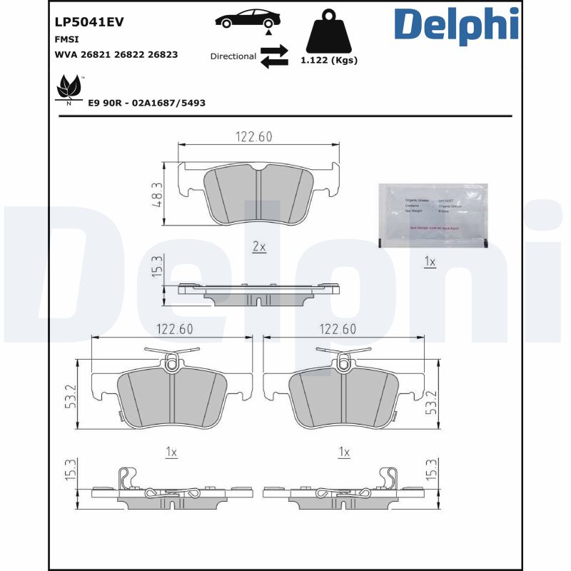 Kit pastiglie freno, Freno a disco - LP5041EV DELPHI