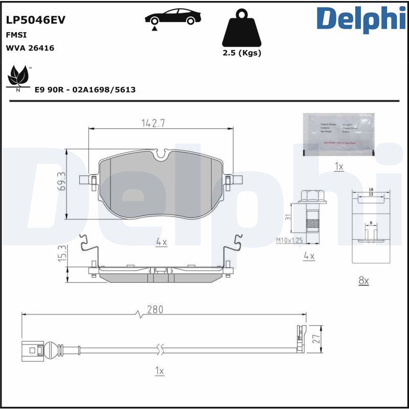 Brake Pad Set, disc brake - LP5046EV DELPHI