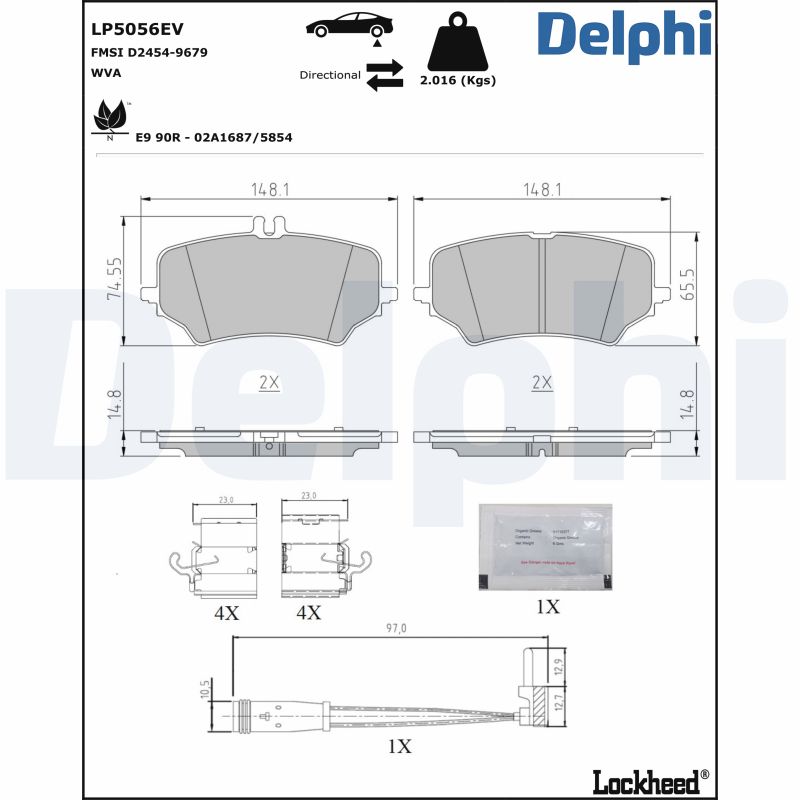 Комплект тормозных колодок, дисковый тормоз - LP5056EV DELPHI