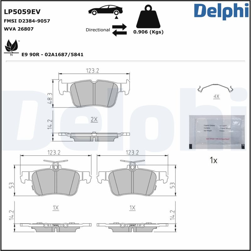 Brake Pad Set, disc brake - LP5059EV DELPHI