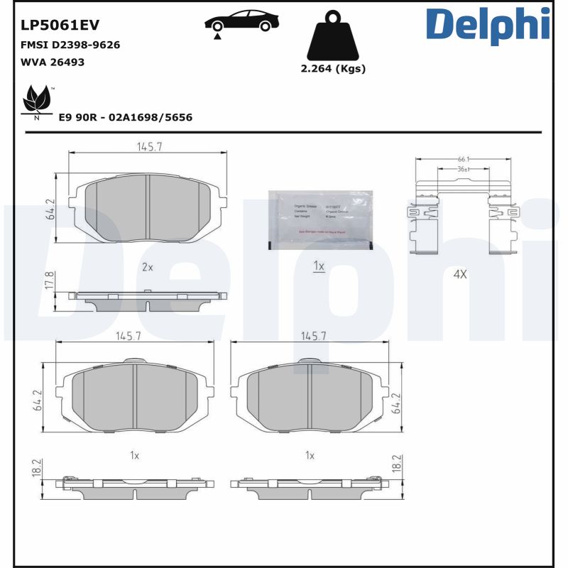 Brake Pad Set, disc brake - LP5061EV DELPHI