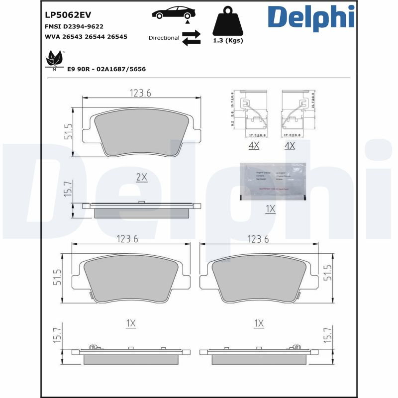 Brake Pad Set, disc brake - LP5062EV DELPHI