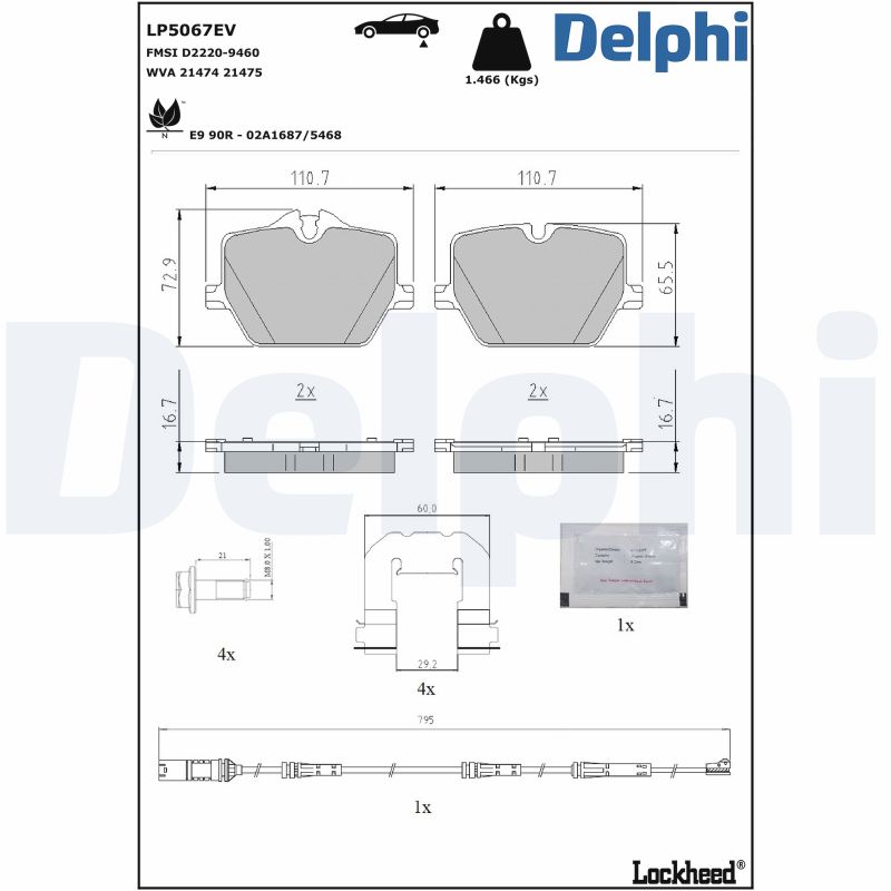 Brake Pad Set, disc brake - LP5067EV DELPHI