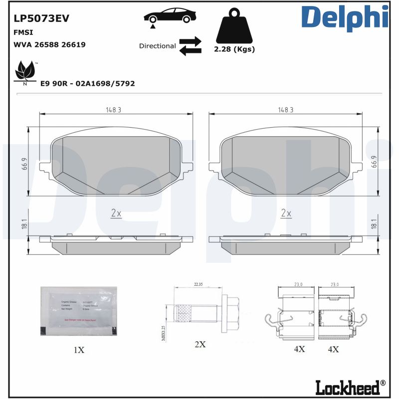 Brake Pad Set, disc brake - LP5073EV DELPHI