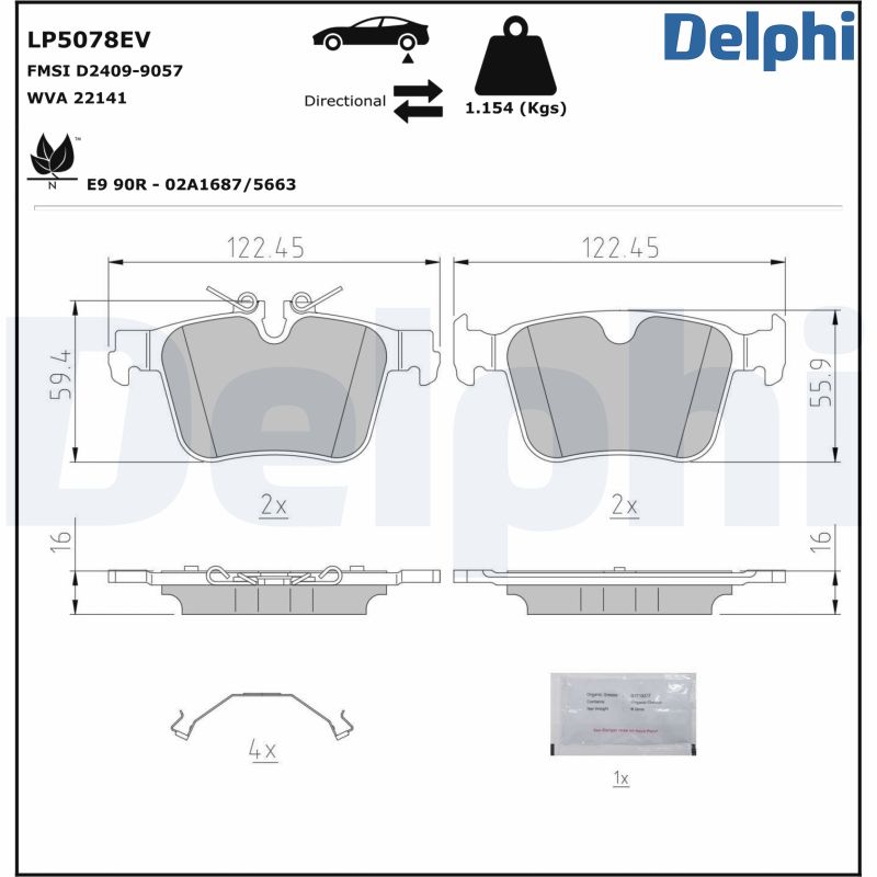 Brake Pad Set, disc brake - LP5078EV DELPHI