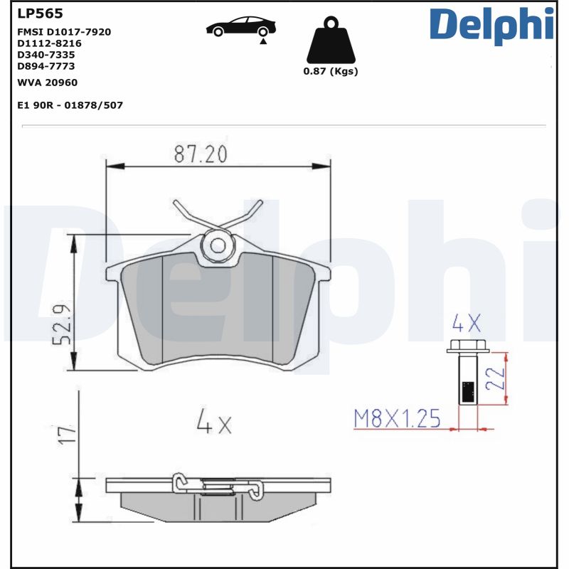Kit pastiglie freno, Freno a disco - LP565 DELPHI