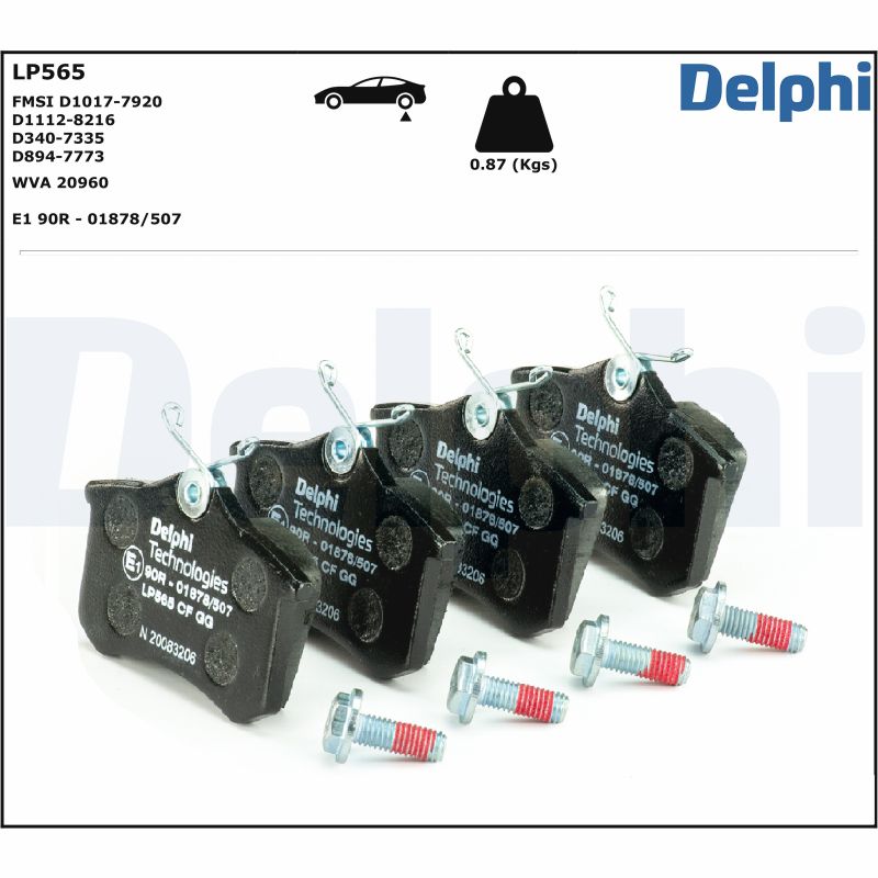 Комплект тормозных колодок, дисковый тормоз - LP565 DELPHI