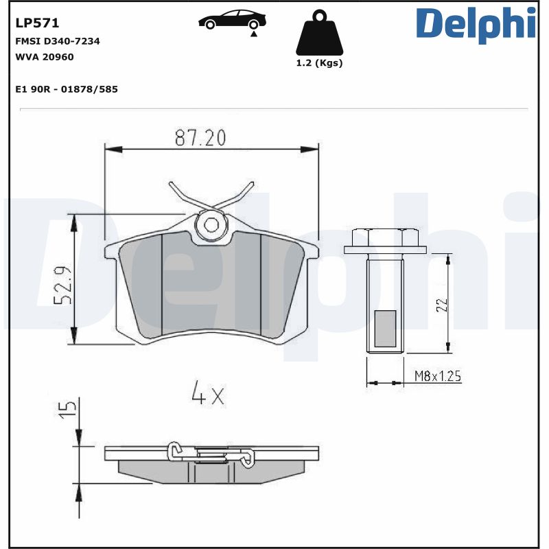 Brake Pad Set, disc brake - LP571 DELPHI