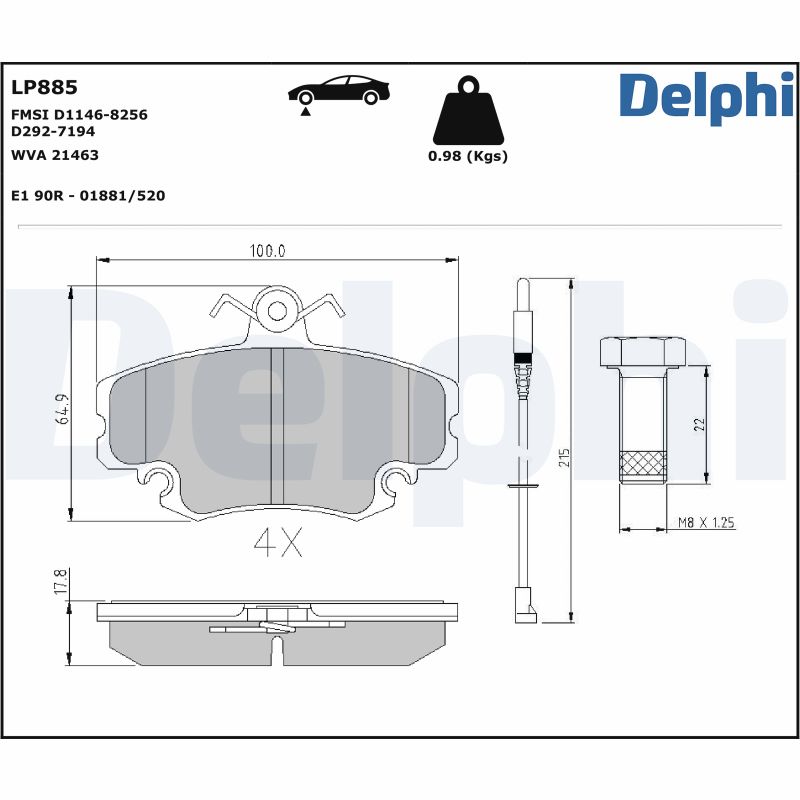 Brake Pad Set, disc brake - LP885 DELPHI