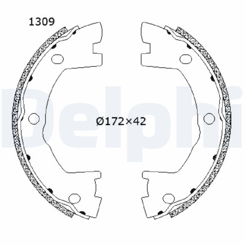 Kit ganasce, Freno stazionamento - LS2202 DELPHI