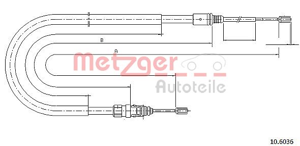 Cable, parking brake - 10.6036 METZGER