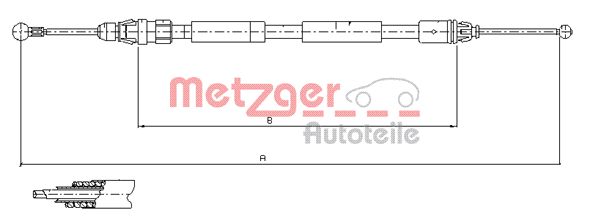Cable, parking brake - 11.6807 METZGER