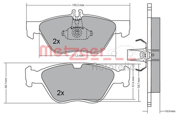 Brake Pad Set, disc brake - 1170065 METZGER