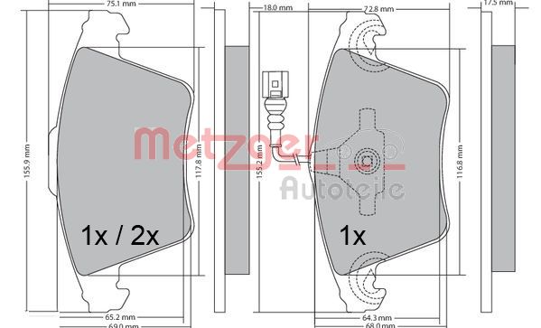 Brake Pad Set, disc brake - 1170422 METZGER