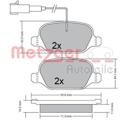 Brake Pad Set, disc brake - 1170555 METZGER