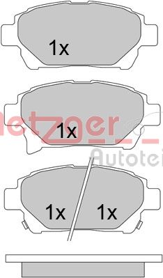 Brake Pad Set, disc brake - 1170586 METZGER