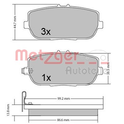 Brake Pad Set, disc brake - 1170617 METZGER