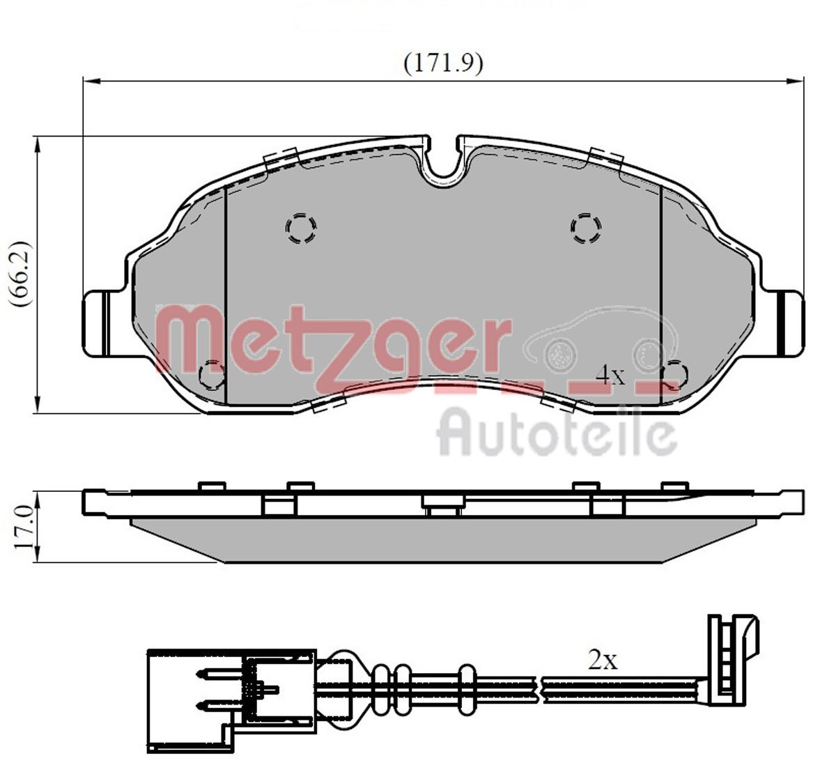 Brake Pad Set, disc brake - 1170814 METZGER