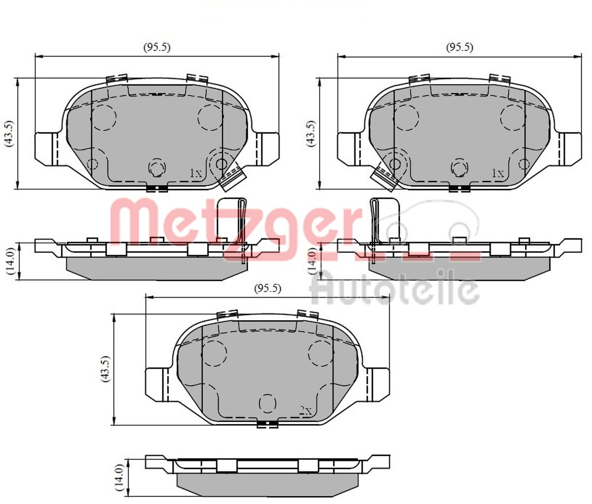Brake Pad Set, disc brake - 1170818 METZGER
