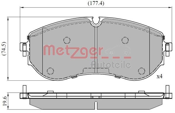 Brake Pad Set, disc brake - 1170898 METZGER