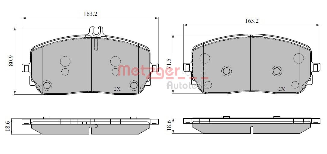 Brake Pad Set, disc brake - 1170956 METZGER